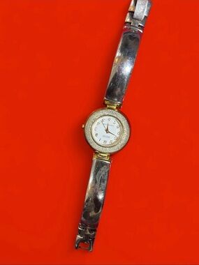 Ecclissi Sterling Silver Two Tone Crystal Dress Watch